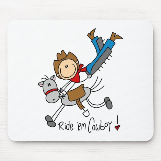 Reiten Sie sie Cowboy-Strichmännchen Mousepad (Vorne)