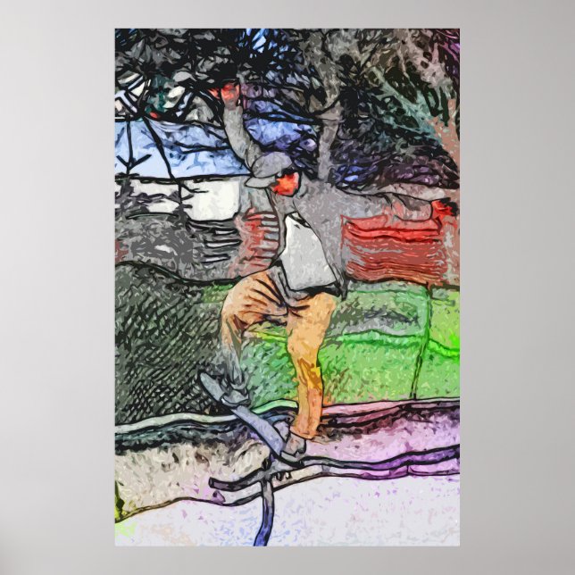 Reiten - Skateboarder-Design für Cartoon Poster (Vorne)