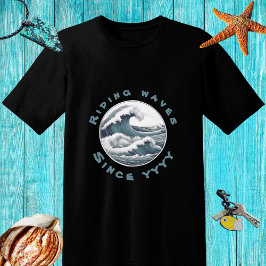 Reiten Wellen seitdem... blaue Farben Design T-Shirt