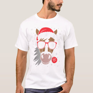 Reiten Xmas Weihnachtsmannmütze Reittag T-Shirt