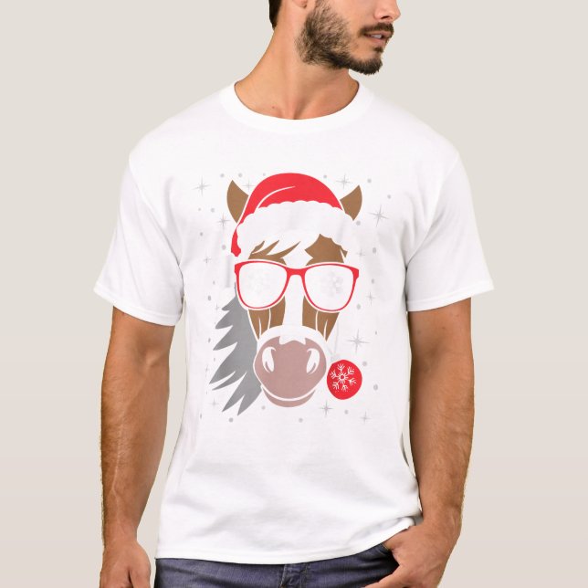 Reiten Xmas Weihnachtsmannmütze Reittag T-Shirt (Vorderseite)