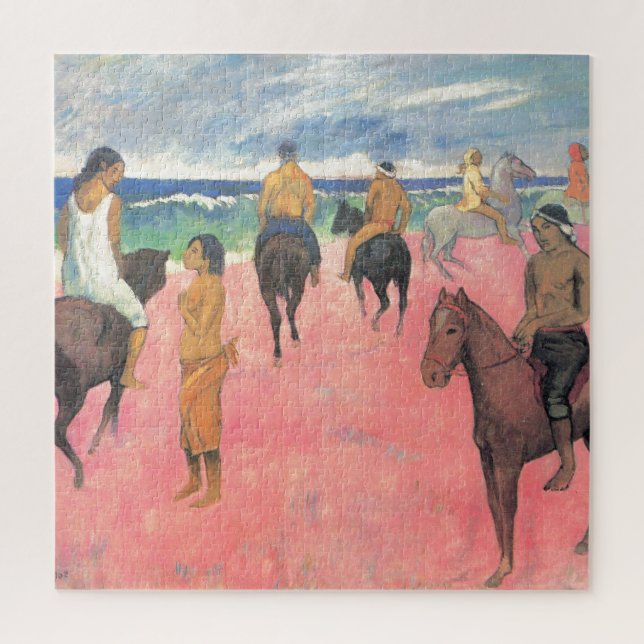 Reiter am Strand Gauguin Tahitian People Malerei Puzzle (Vertikal)