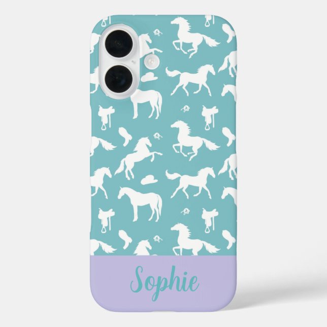 Reiter Aquamariner Pattern Individuelle Name Case-Mate iPhone Hülle (Rückseite)