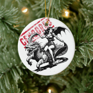Reiter-Drache Zensierte Pin-Up-Keramik-Ornament Keramik Ornament