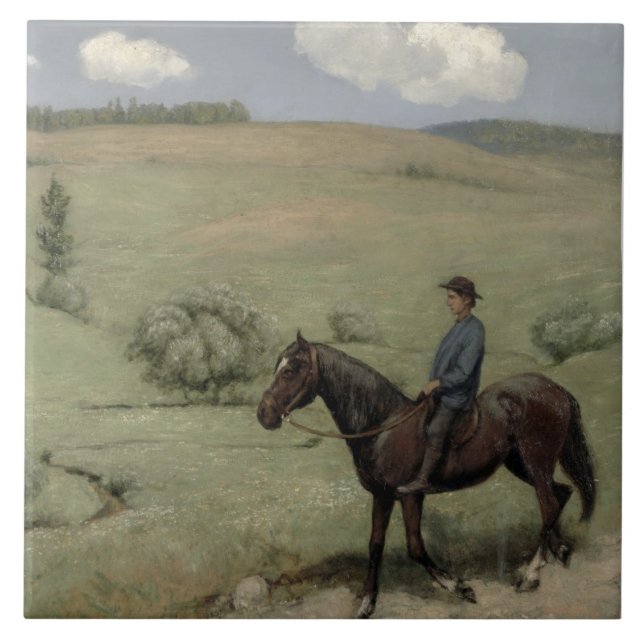 Reiter in einer Landschaft, 1894 (Öl an Bord) Fliese (Vorderseite)