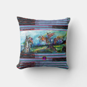 REITER IN STURM Mittelalterliche Ritter zu Pferd Kissen