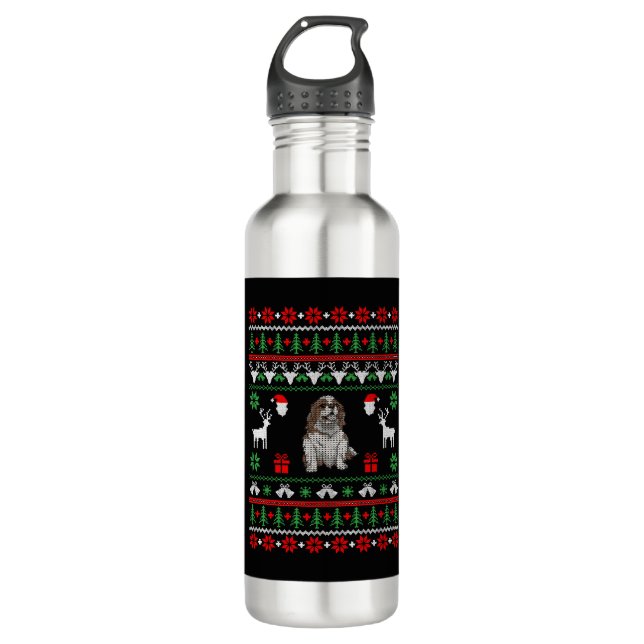 Reiter King Charles Christmas Edelstahlflasche (Vorderseite)