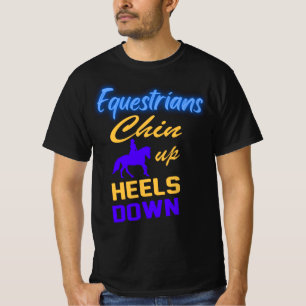 Reiter Kopf hoch Fersen runter in Blau Gelb T-Shirt