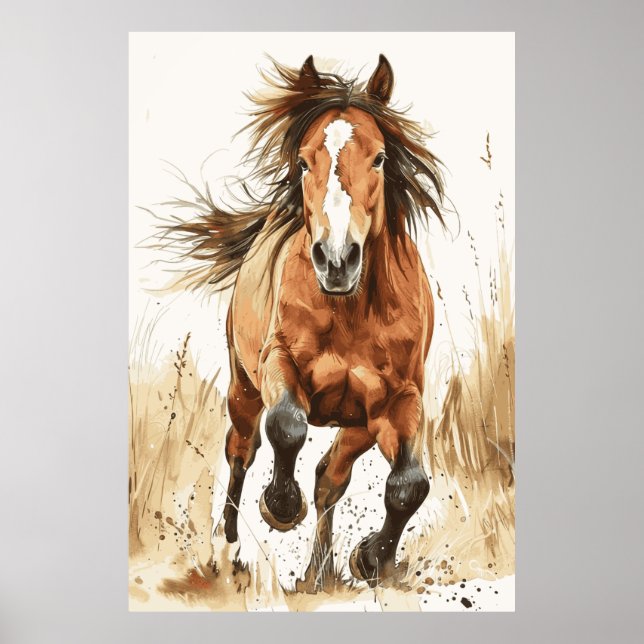 Reiter Lover Wasserfarben Art Poster (Vorne)
