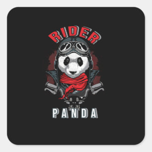 Reiter Panda Quadratischer Aufkleber