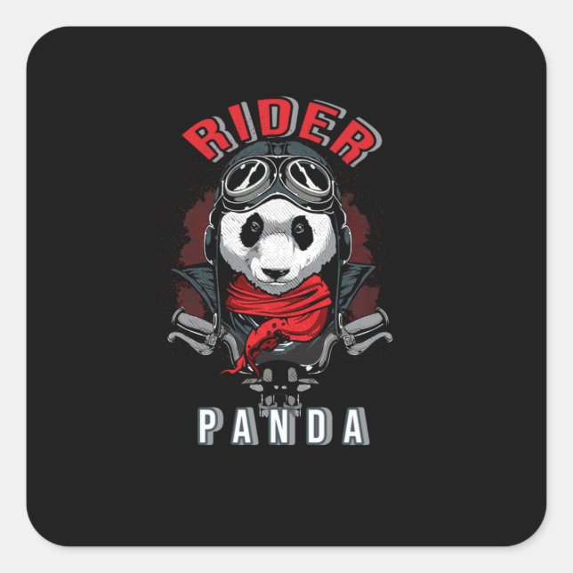 Reiter Panda Quadratischer Aufkleber (Vorderseite)