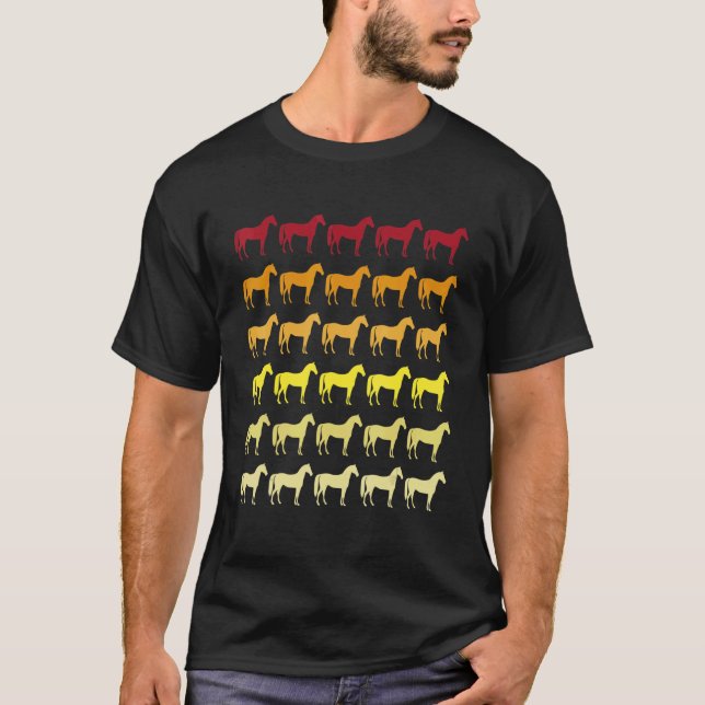 Reiter-Retro-Tiermuster T-Shirt (Vorderseite)