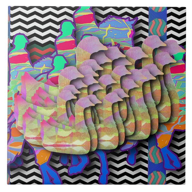 Reiter und Wildtiere Menagerie Fliese (Vorderseite)