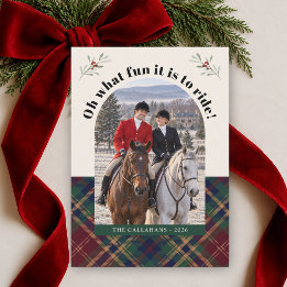 Reiter-Weihnachtsfoto Klassisches Tartan Karo Feiertagskarte