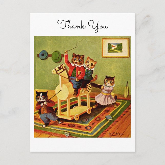 Reiterabenteuer Danke von einer Katzenkavallerie Postkarte (Vorderseite)