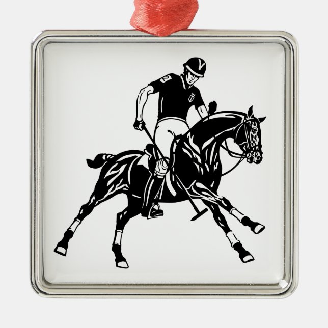 Reiterpolosport Silbernes Ornament (Vorne)