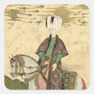 Reiterporträt des Sultans Osman II 1618 Quadratischer Aufkleber