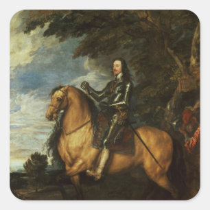 Reiterporträt von Charles I c.1637-38 Quadratischer Aufkleber