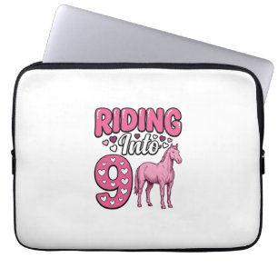 Reitet in das 9 Pferd Geburtstagsmädchen Vintage-S Laptopschutzhülle