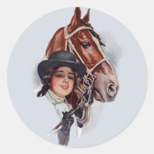 Reitfrau Runder Aufkleber