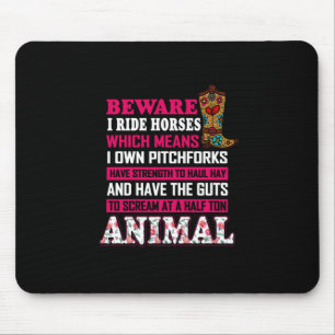 Reitgeschenk Vorsicht bei Pferden Mousepad