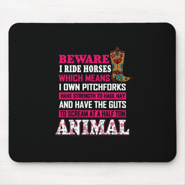 Reitgeschenk | Vorsicht bei Pferden Mousepad (Vorne)