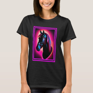 Reitlehrer mit Pferdekopf-Kunst-Thema T-Shirt
