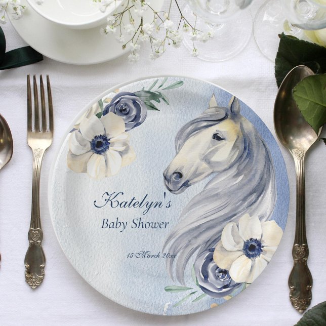 Reitmädchen Babydusche personalisiert Pappteller (Horse themed baby shower plates horse party tableware personalized equestrian party plates)