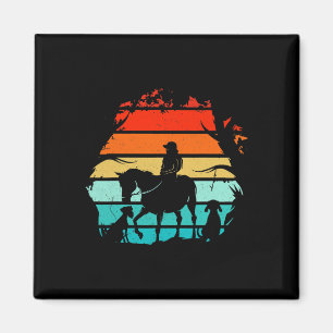 Reitmädchen - Vintages Mädchen mit Hunden Magnet