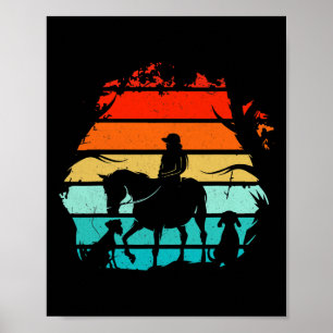 Reitmädchen - Vintages Mädchen mit Hunden Poster