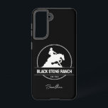 Reitmarkenzeichen für Western Samsung Galaxy Hülle<br><div class="desc">Das Logo der Pferderanch mit rutschendem Reitvektor,  Reitstall,  Logo der Pferdehaltung,  Branding für Ihr Pferdegeschäft. Sie können dieses Design auf jedes andere Produkt auf Zazzle übertragen,  schauen Sie sich an: "Transfer Design zu einem Produkt"!</div>