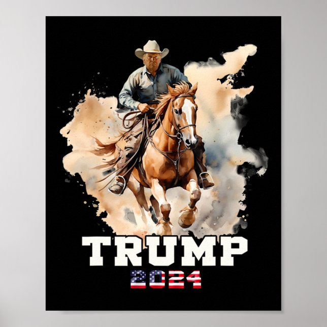 Reitpferd Amerikanische Flagge Cowboy 1 Poster (Vorne)