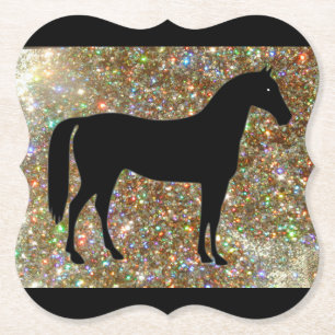 Reitpferd Black & Gold Sparkle Paper Untersetzer