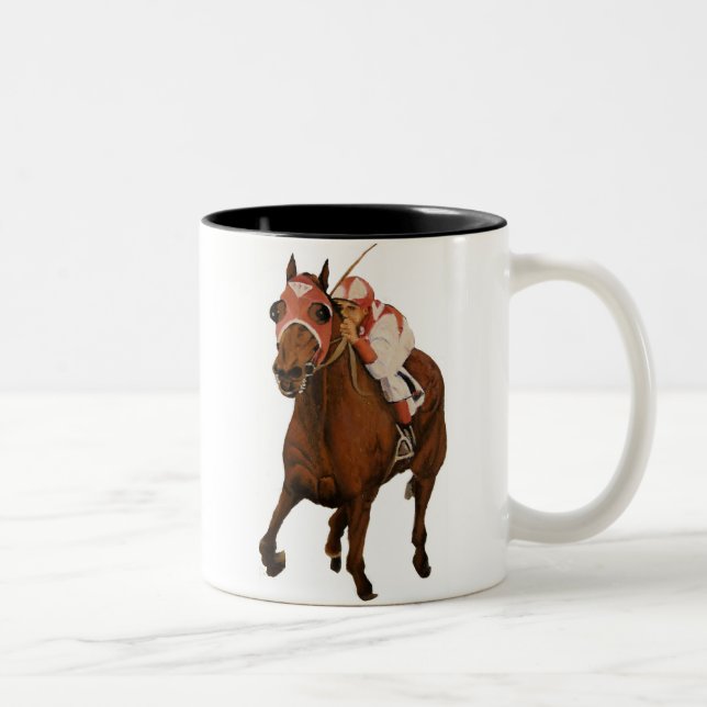 Reitpferd gewinnt Klassik Zweifarbige Tasse (Rechts)