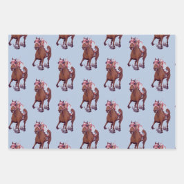 Reitpferd gewinnt Race Wrapping Paper Geschenkpapier Set