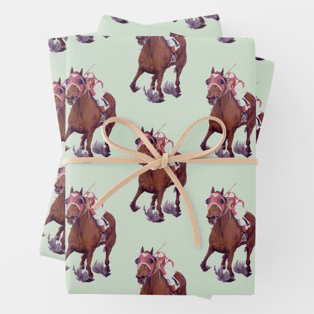 Reitpferd gewinnt Rennen Geschenkpapier Set (Beispiel)
