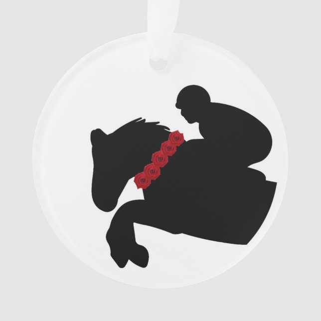 Reitpferd Jumper Silhouette Rose anzeigen Ornament (Vorderseite)