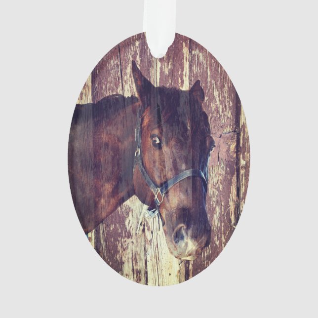 Reitpferd mit braunen Augen sieht mich an Ornament (Rückseite)