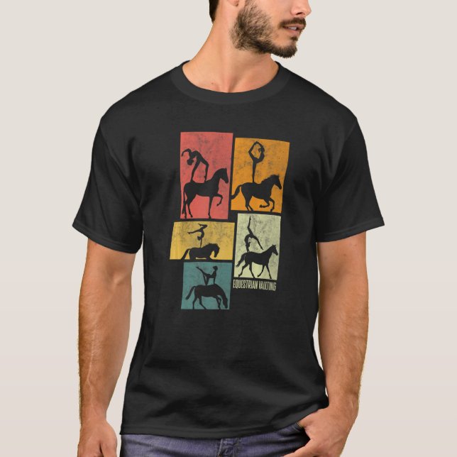 Reitpferd Pferd Vaulting Silhou T-Shirt (Vorderseite)