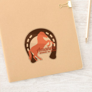 Reitpferd Silhouette Hufeisen personalisiert Aufkleber