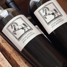 Reitpferd Vintag Weinetikett