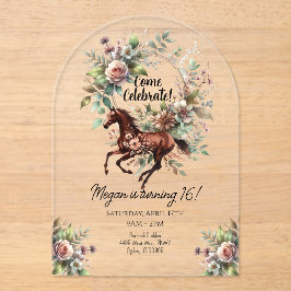 Reitpferde Blume Acryleinladungen