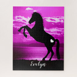 Reitpferde Lila Himmel Puzzle