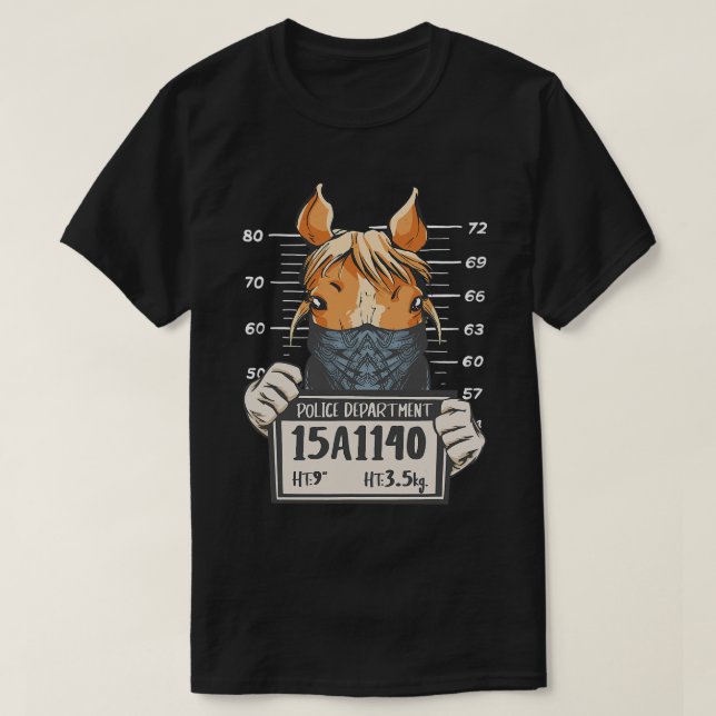 Reitpferde Polizei Mugshot Pferderücken Ri T-Shirt (Design vorne)