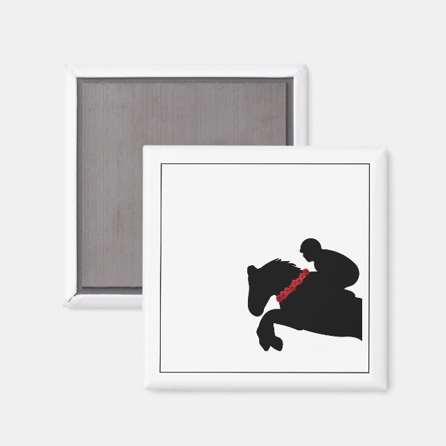 Reitpferde Rote Rosen Magnet (Vorderseite/Rückseite)