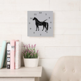 Reitpferde Silhouette Wall Clock Quadratische Wanduhr