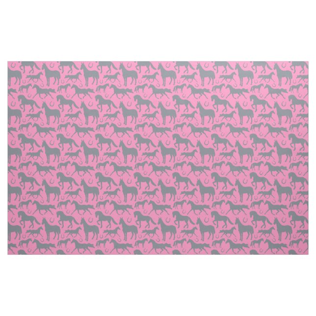 Reitpink Graues Pferdemuster Stoff (Fat Quarter (45,7 x 55,9 cm))