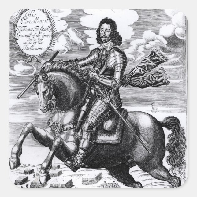 Reitportrait Quadratischer Aufkleber (Vorderseite)