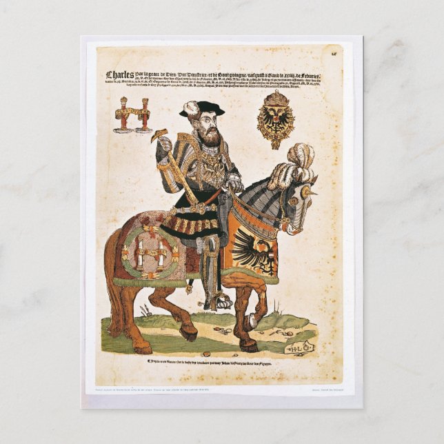Reitporträt von Charles V in Rüstung Postkarte (Vorderseite)