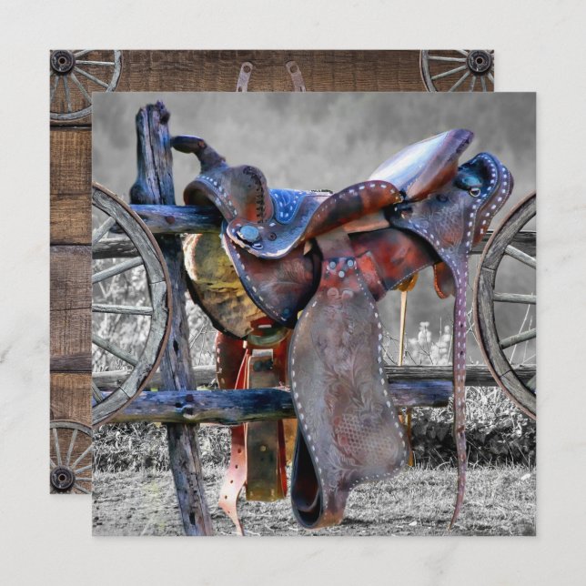 Reitsattel auf dem Western des Korrallenzaubers Mitteilungskarte (Vorne/Hinten)